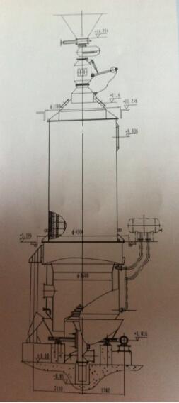 直徑2.6米兩段煤氣發生爐結構圖